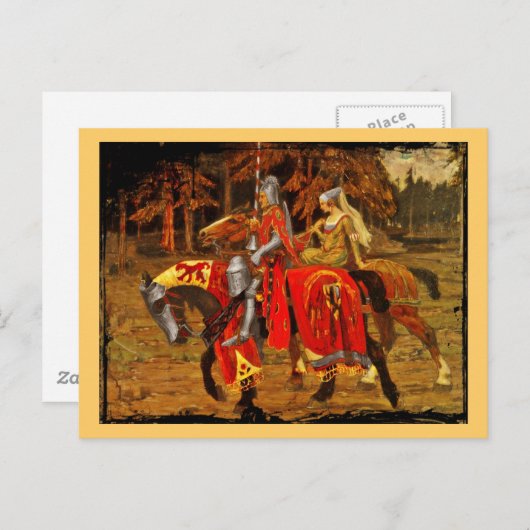 Knight en Maiden Chivalry Briefkaart (Voorkant / Achterkant)