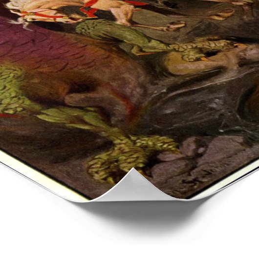 Knight Fighting Dragon door J. Allen St. John Poster (Hoek)