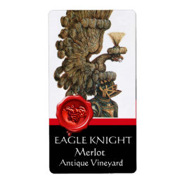 KNIGHT HELMET MET ELGF WINGS RED WAX SEINE Wine Etiket