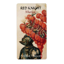 KNIGHT HELMET MET RED FEATHERS WINDTasting Etiket