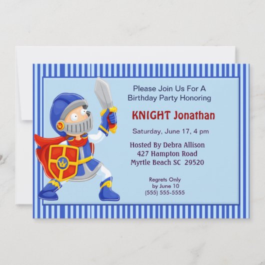 Knight in Armor Birthday Invitation Kaart (Voorkant)