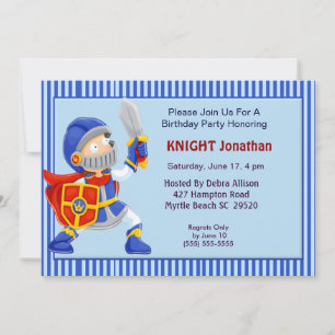Knight in Armor Birthday Invitation Kaart