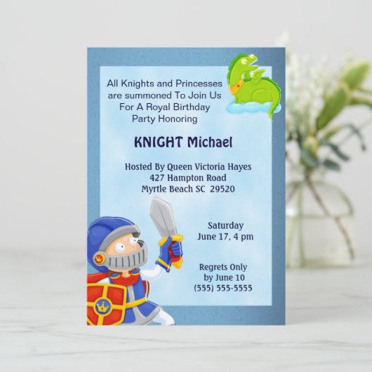 Knight in Armor Birthday Invitation Kaart (Staand voorkant)