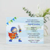 Knight in Armor Dragon Birthday Party Kaart (Staand voorkant)