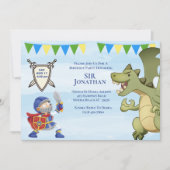 Knight in Armor Dragon Birthday party Kaart (Voorkant)