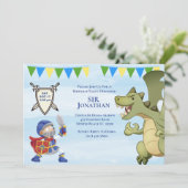 Knight in Armor Dragon Birthday party Kaart (Staand voorkant)