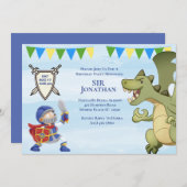 Knight in Armor Dragon Birthday party Kaart (Voorkant / Achterkant)