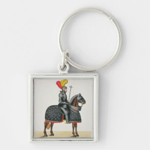 Knight in armor op zijn paard, bord uit 'A Histo' Sleutelhanger