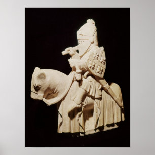 Knight in armor op zijn paard poster