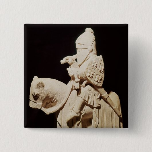Knight in armor op zijn paard vierkante button 5,1 cm (Voorkant)