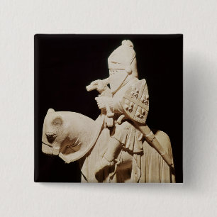 Knight in armor op zijn paard vierkante button 5,1 cm