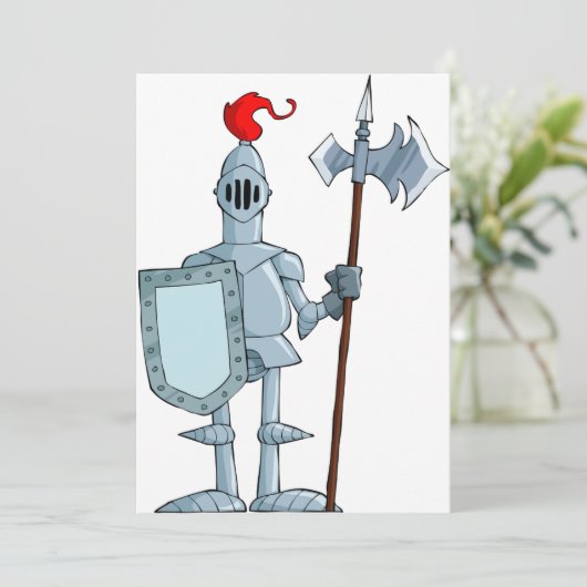 Knight in Armor-uitnodigingen Kaart (Staand voorkant)