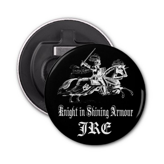 Knight in Shining Armor Monogrammed Initialen Button Flesopener (Voorkant)