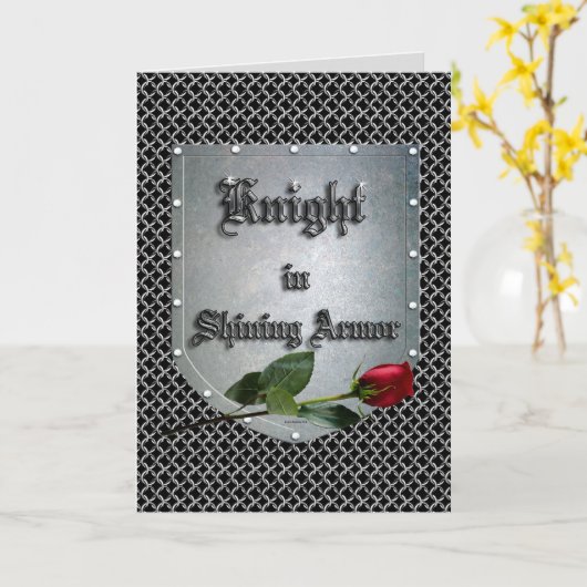 Knight in Shining Armor Shield Roos Kaart (Gele Bloem)