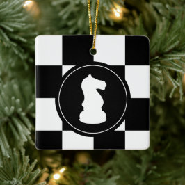 Knight Kerstmis op Chessboard Keramisch Ornament
