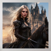 Knight Lady - middeleeuwse fantasy krijger vrouw e Poster (Voorkant)