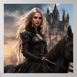 Knight Lady - middeleeuwse fantasy krijger vrouw e Poster