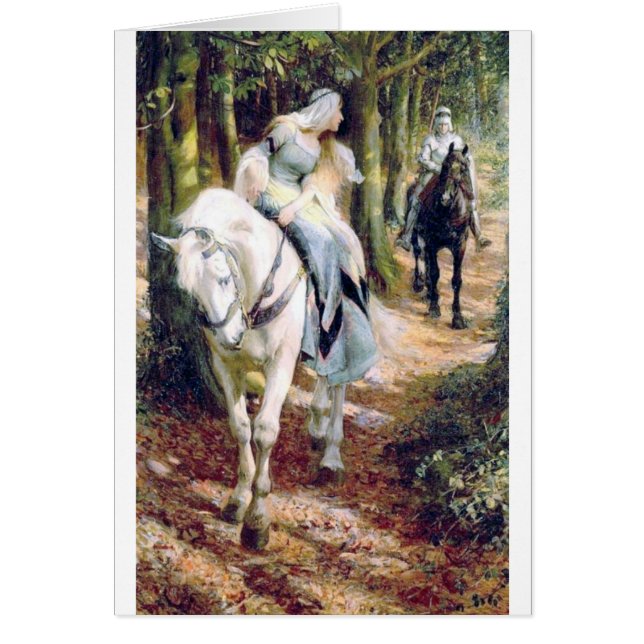 Knight lady white horse medieval romantic (Voorkant)
