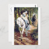 Knight lady white horse medieval romantic briefkaart (Voorkant / Achterkant)