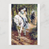 Knight lady white horse medieval romantic briefkaart (Voorkant)