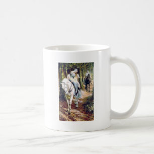 Knight lady white horse medieval romantic koffiemok
