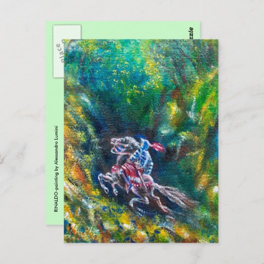 KNIGHT LANCELOT, HORSE RIST IN GROENBOSTER BRIEFKAART (Voorkant / Achterkant)