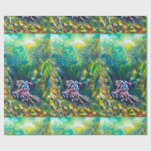 KNIGHT LANCELOT, HORSE RIST IN GROENBOSTER CADEAUPAPIER (Vlak)