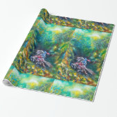 KNIGHT LANCELOT, HORSE RIST IN GROENBOSTER CADEAUPAPIER (Uitgerold)