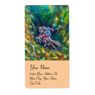 KNIGHT LANCELOT, HORSE RIST IN GROENBOSTER ETIKET