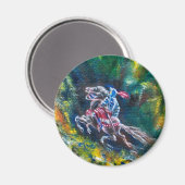 KNIGHT LANCELOT, HORSE RIST IN GROENBOSTER MAGNEET (Voorkant / Achterkant)