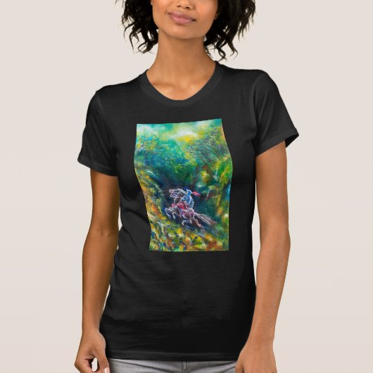 KNIGHT LANCELOT, HORSE RIST IN GROENBOSTER T-SHIRT (Voorkant)