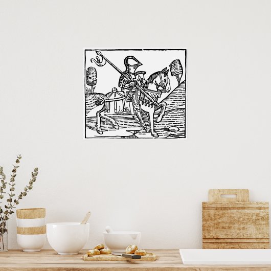 Knight Medieval Engraving Poster (Keuken)