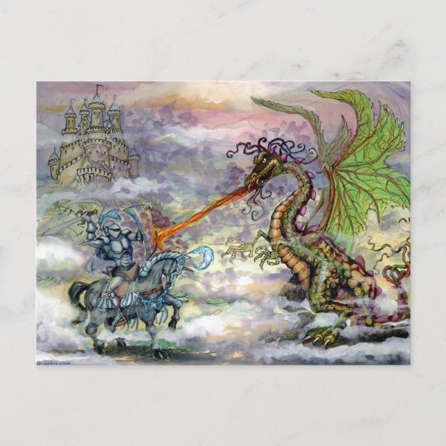 Knight n Dragon Briefkaart (Voorkant)