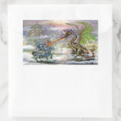 Knight n Dragon Rechthoekige Sticker (Tas)