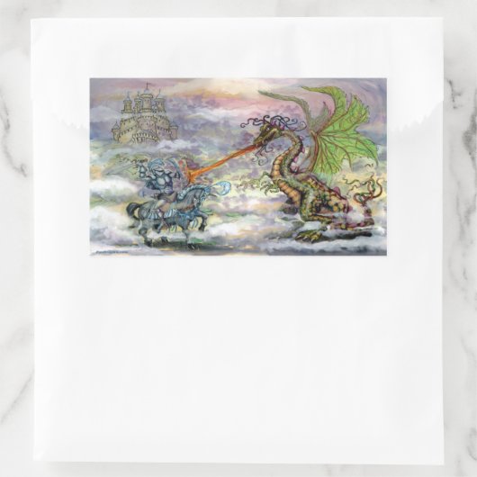 Knight n Dragon Rechthoekige Sticker (Tas)