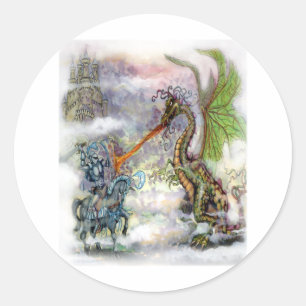 Knight n Dragon Ronde Sticker