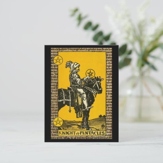 Knight of Pentacles Tarot Briefkaart (Staand voorkant)