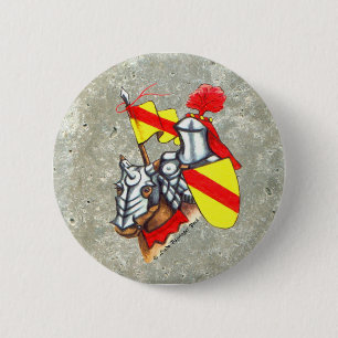 Knight on Horse Red Yellow Art Ronde Button 5,7 Cm