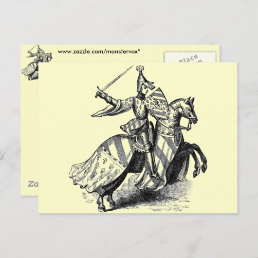 Knight on Horseback Briefkaart (Voorkant / Achterkant)