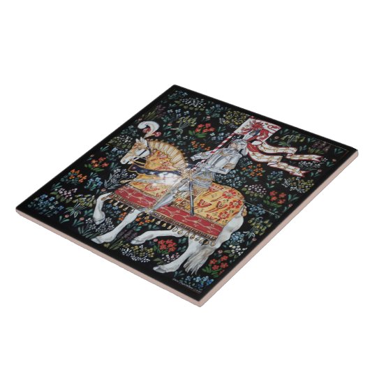 Knight on Horseback Montacute Tapestry Tile Trivet Tegeltje (Zijkant)