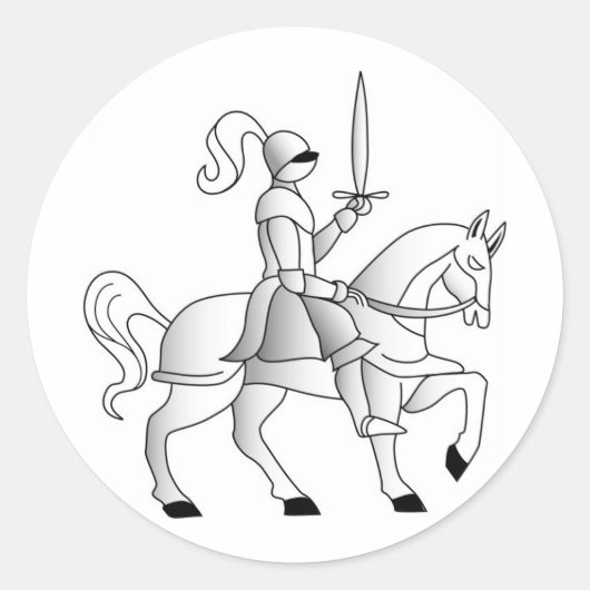 Knight on Horseback Ronde Sticker (Voorkant)