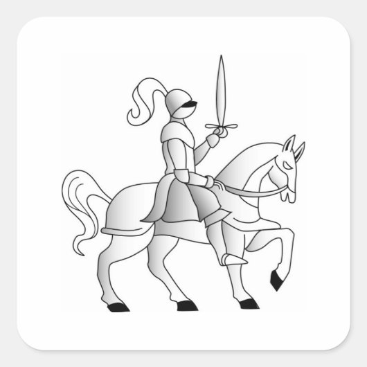 Knight on Horseback Vierkante Sticker (Voorkant)