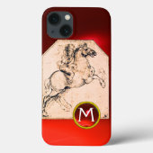 Knight op een kweekpaard Rood Ruby Gem Monogram Case-Mate iPhone Case (Achterkant)