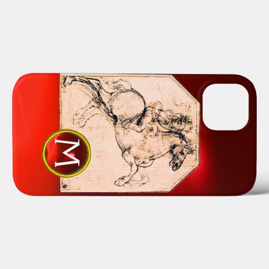 Knight op een kweekpaard Rood Ruby Gem Monogram Case-Mate iPhone Case (Achterkant (horizontaal))
