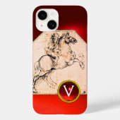 Knight op een kweekpaard Rood Ruby Gem Monogram Case-Mate iPhone Case (Achterkant)