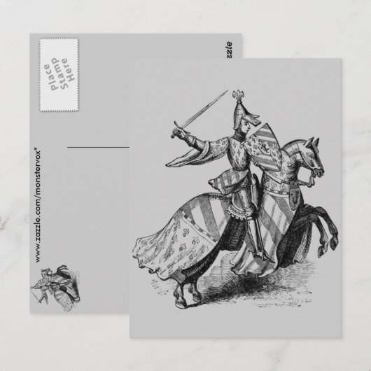 Knight op Horseback Briefkaart (Voorkant / Achterkant)