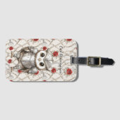 Knight Owl in Shining Armor Red Roses Floral Bagagelabel (Voorkant (horizontaal))