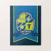 Knight prince crest gepersonaliseerd beer blauw gr legpuzzel (Verticaal)