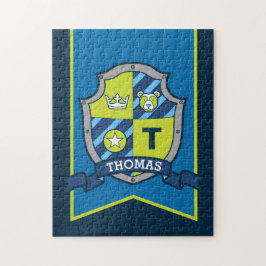 Knight prince crest gepersonaliseerd beer blauw gr legpuzzel