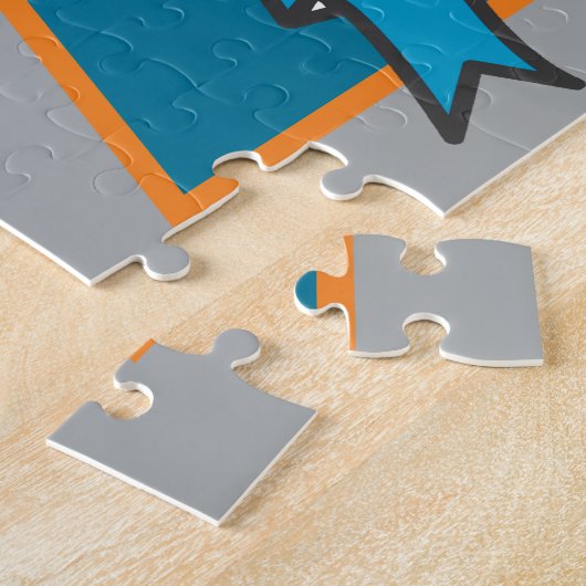 Knight prince crest gepersonaliseerd wolf oranje b legpuzzel (Zijkant)